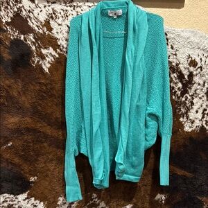 Crazy Train Blue Cardigan Sweater Open-Front Design